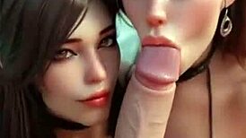 brunette and redhead kiss cumswap in ai beach threesome 🌊💋