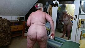 ever seen a mature oiled fatty like dawnskye1962 worship her huge hairy pussy nude?
