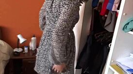 Curvy milf housewife exposes hairy pussy undresses flashing lingerie for stepson voyeur cum