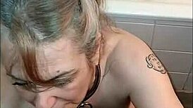 french housewife slave kneels submissively before her strict master in intense bdsm pov session with toys and cumshots