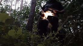 Stepsister Takes Face Fuck in Woods Hiding from Boyfriend Cum Swallow