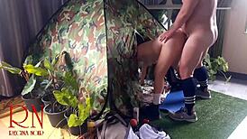 stranger dominates nudist lady's pussy in wild nature camp sex full video