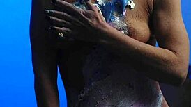 I love getting messy with birthday cake all over my milf tits