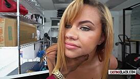 small titted horny teen hints at sucking black cock in casting interview