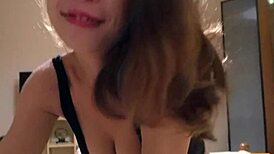 Stepbrother spots stepsister's secret solo play and joins the fun on bed