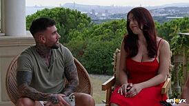 Curvy Redhead Babe Sucks Monster Cocks Then Fucks Two Young Studs Hard