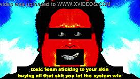 toxic foam blasts randy prozac's CUMSHOT FACE with sticky CUM