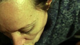 Hey, watch her take a massive mouthful of hot cum on bed