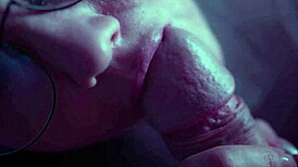 Curious milf brunette slurps big cock in homemade blowjob session