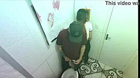 Stranger Barebacks Exhibitionist Girl in Steamy Bathroom Stall