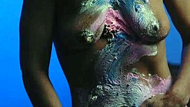 I love getting messy with birthday cake all over my milf tits