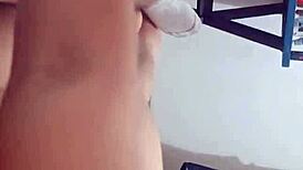 Young amateur latina babe strokes neighbor's big cock in homemade casting interview close-up