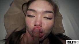 rough domination creampie fills tiny asian teen pussy in bedroom quickie