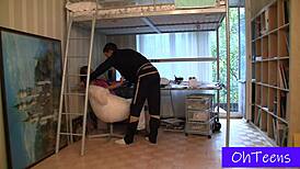 heart racing as anna germiona pulls bf into dorm for first steamy massage fuck