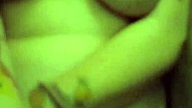 she caresses her huge natural tits before fingering smooth wet pink pussy