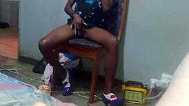 hot skinny whore in purple heels vibes tight pussy on chair moaning wildly 🔥💦😈