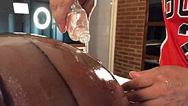 mr poronga pov: h de venus swallows cock doggystyle bent over see-through big oiled argentinian latina ass with cum