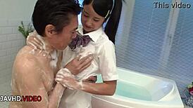 suzu's teasing sensual play builds to shaved pussy creampie explosion