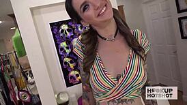 Gorgeous brunette rocky emerson takes bryan gozzling's monster cock for sloppy deepthroat face fuck