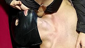 whoa this slutty housewife breastfeeds her cuckold hubby while flashing juicy tits in nylons