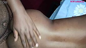 my ebony babe moans loud getting doggystyled in see-through lingerie full creampie clip