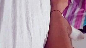 Young amateur latina babe strokes neighbor's big cock in homemade casting interview close-up