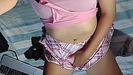 professor catches colombian wife dd spying in sexy uniform