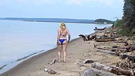 Wild Bikini Milfs Parade Big Tits Ass Pussy on Dirty Beach Walk