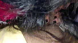 POV teen latina sucks huge cock till he explodes on her face