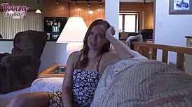 seth brogan pounds petite nympho stella sedona's juicy pussy on sofa