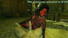 pov skyrim succubus slut deepthroat blowjob sucking big cock handjob licking shaved pussy outdoor