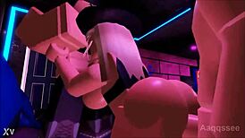 Roblox threesome with big tits and asses group sex pounding