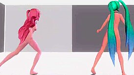 hatsune miku and luka perform worlds end dancehall in full nude mod showcase