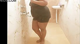 Myanmar milf soaps up sexy body in steamy shower tease