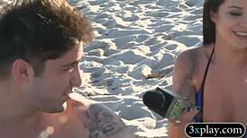 innocent girls paint bikinis for cash then flash beach wild