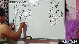 24-year-old asian beauty explores bedroom algebra roots with brown eyes tease