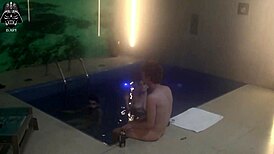 Curious about a wild motel pool threesome with friends baring it all outdoors?