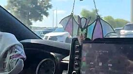 Girl Fixes Gym Sports Bra Parking Lot
