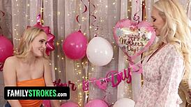 i couldn't resist my big tits stepmom's lesbian threesome massage fuck