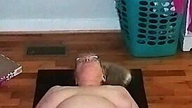 my hot mature body bends into morning yoga poses all sweaty and flexible