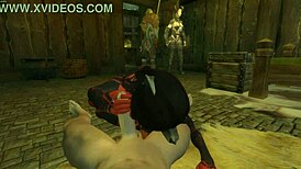 pov skyrim succubus slut deepthroat blowjob sucking big cock handjob licking shaved pussy outdoor