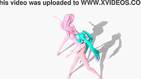 hatsune miku and luka perform worlds end dancehall in full nude mod showcase