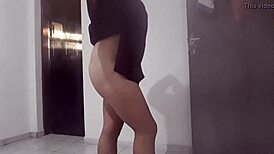 amadora latina lesbian dances then fucks with huge dildo toy