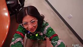 big titty latina coworker rides me hard at christmas office party all hear moans