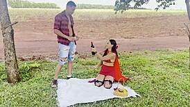 Naughty red riding hood deepthroats lumberjack's bbc in forest!