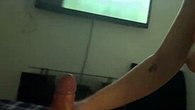 Best friend rides my cock scared during horror movie