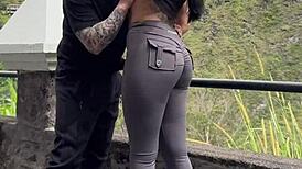 hot young colombian couple films risky public park doggystyle but it goes wrong