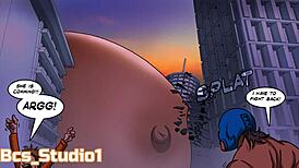 Be Charlotte Grows into Giantess with Huge Boobs Inflation Explosion