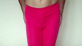 misr4's tight pink leggings hug her sexy workout curves close-up