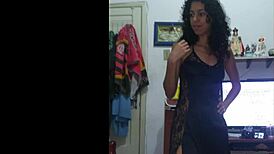 Black shirt lifts reveal teasing curves and skin